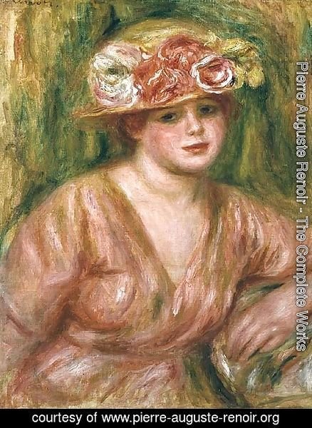 Pierre Auguste Renoir - The Rose Hat or Portrait of Lady Hessling