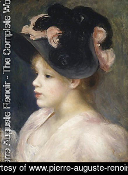 Young Girl in a Pink and Black Hat 1890s
