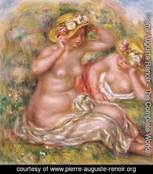 Pierre Auguste Renoir - Deux Femmes Avec Des Chapeaux A Fleurs