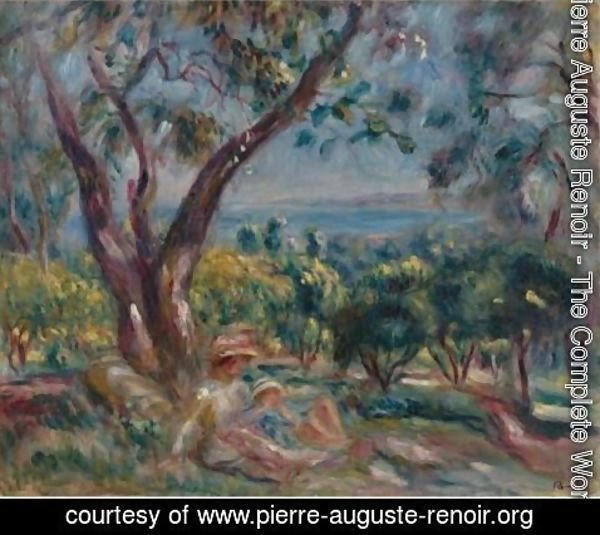 Pierre Auguste Renoir - Paysage A Cagnes Avec Femme Et Enfant
