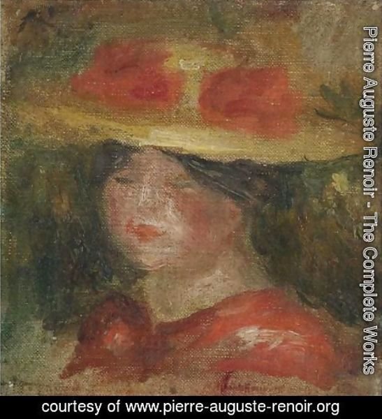 Pierre Auguste Renoir - Tete De Femme Au Chapeau