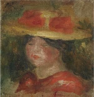 Pierre Auguste Renoir - Tete De Femme Au Chapeau