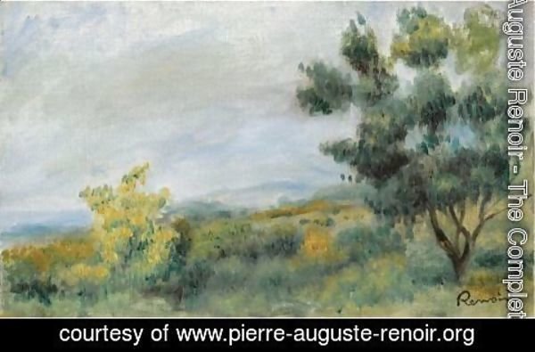 Pierre Auguste Renoir - Paysage, Arbres Au Premier Plan Et Fond De Mer