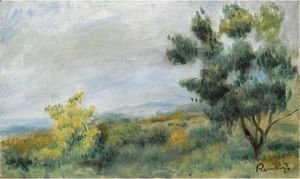 Pierre Auguste Renoir - Paysage, Arbres Au Premier Plan Et Fond De Mer
