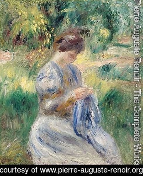 Pierre Auguste Renoir - La Couseuse (Femme Cousant Dans Un Jardin)