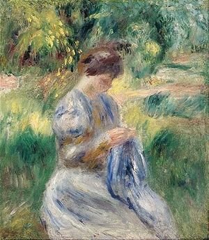 Pierre Auguste Renoir - La Couseuse (Femme Cousant Dans Un Jardin)
