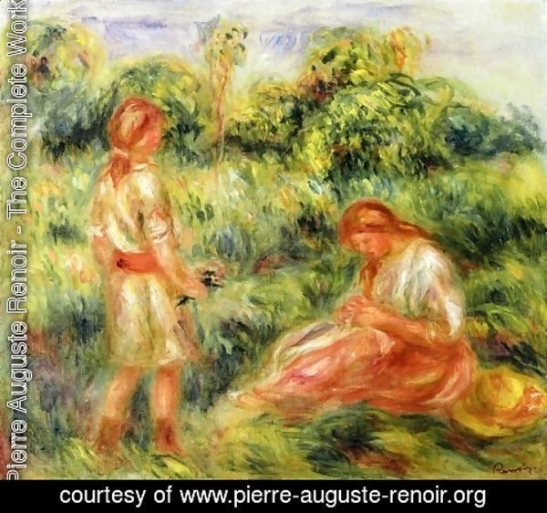 Pierre Auguste Renoir - Two Young Women in a Landscape