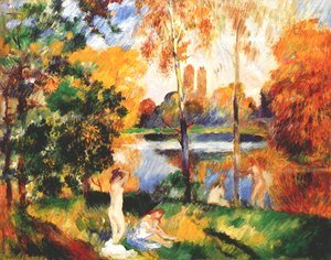 Pierre Auguste Renoir - Landscape with female bathers