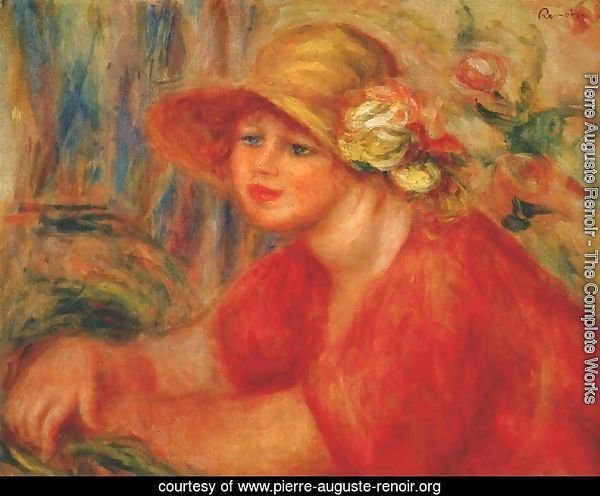 Woman in a hat with flowers