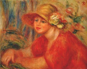 Pierre Auguste Renoir - Woman in a hat with flowers