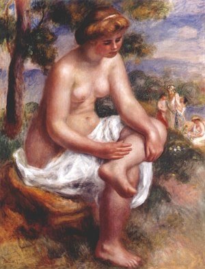 Seated bather in a landscape
