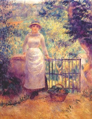 Aline at the gate (girl in the garden)