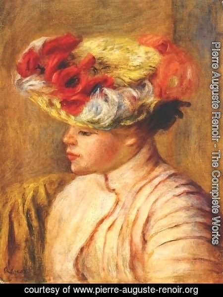 Pierre Auguste Renoir - Young woman in a flowered hat