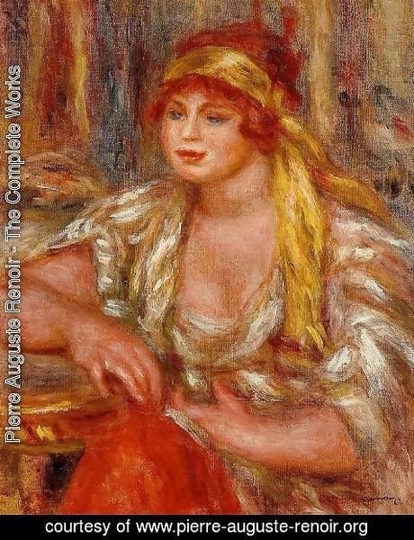 Pierre Auguste Renoir - Andree In Yellow Turban And Blue Skirt