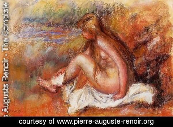Pierre Auguste Renoir - Bather Seated By The Sea