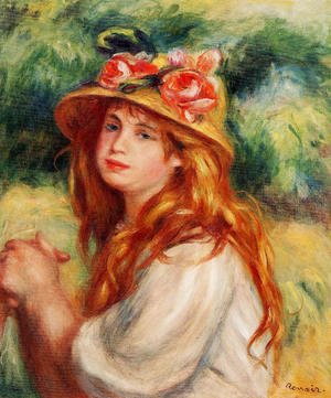 Pierre Auguste Renoir - Blond In A Straw Hat Aka Seated Girl