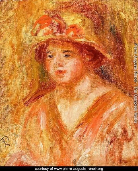 Bust Of A Young Girl In A Straw Hat