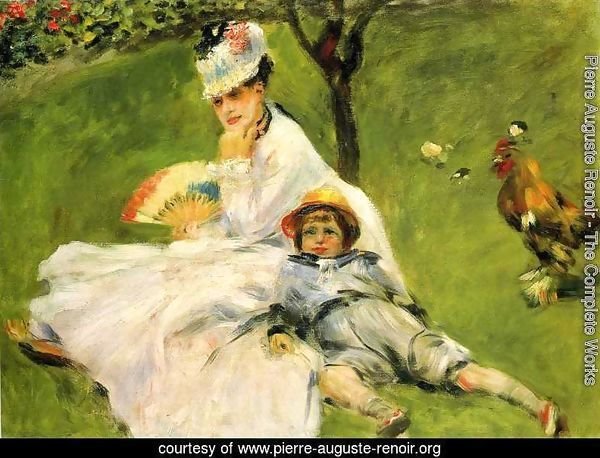 Camille Monet And Her Son Jean In The Garden At Argenteuil