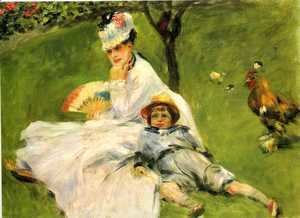 Camille Monet And Her Son Jean In The Garden At Argenteuil