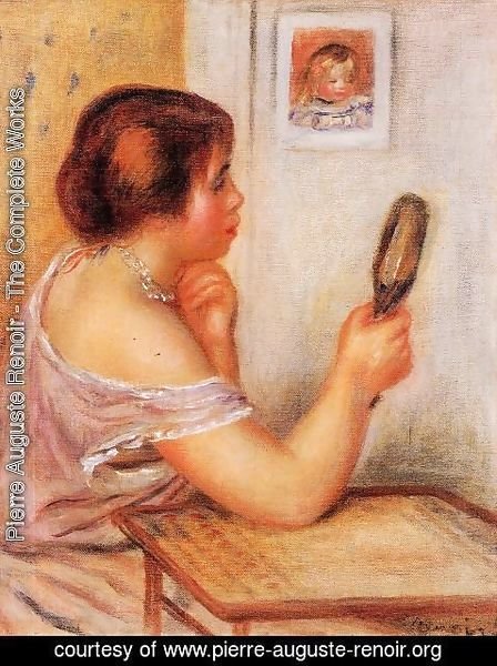 Pierre Auguste Renoir - Gabrielle Holding A Mirror With A Portrait Of Coco