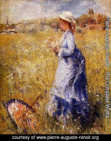 Pierre Auguste Renoir - Girl Gathering Flowers