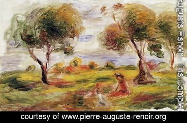 Pierre Auguste Renoir - Landscape With Figures At Cagnes