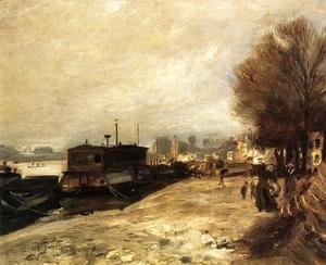 Pierre Auguste Renoir - Laundry Boat By The Banks Of The Seine  Near Paris
