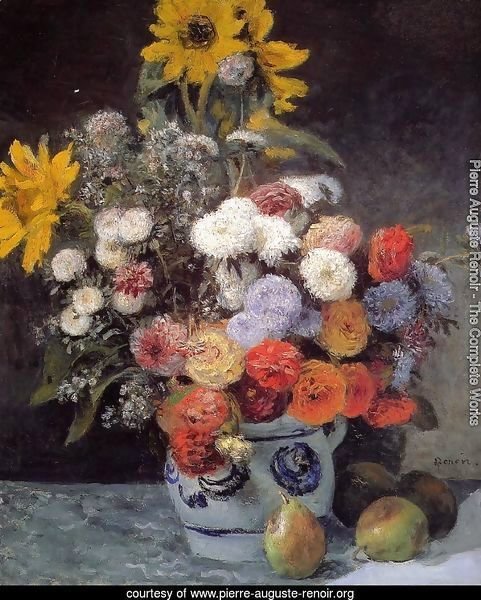Mixed Flowers In An Earthenware Pot