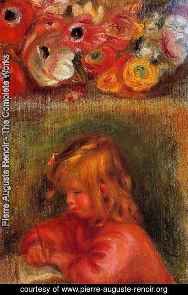 Pierre Auguste Renoir - Portrait Of Coco And Flowers