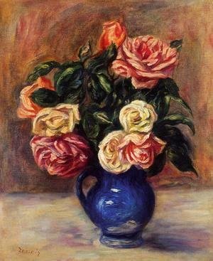 Pierre Auguste Renoir - Roses In A Blue Vase