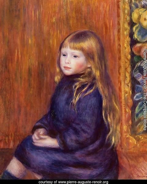 Seated Child In A Blue Dress