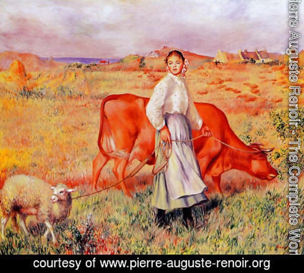 Pierre Auguste Renoir - Shepherdess  Cow And Ewe