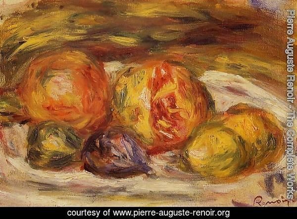 Still Life   Pomegranate  Figs And Apples