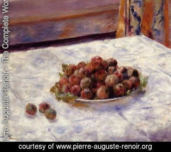 Pierre Auguste Renoir - Still Life  A Plate Of Plums