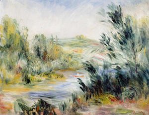 Pierre Auguste Renoir - The Banks Of A River  Rower In A Boat