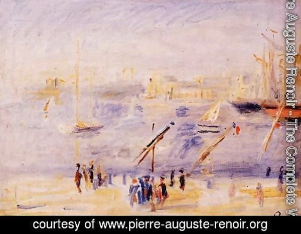 Pierre Auguste Renoir - The Old Port Of Marseille  People And Boats