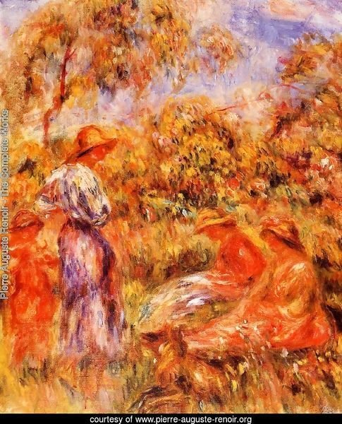 Three Women And Child In A Landscape