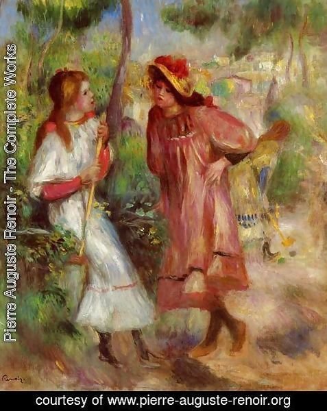 Pierre Auguste Renoir - Two Girls In The Garden At Montmartre