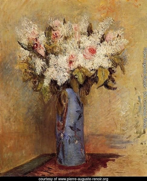 Vase Of Lilacs And Roses