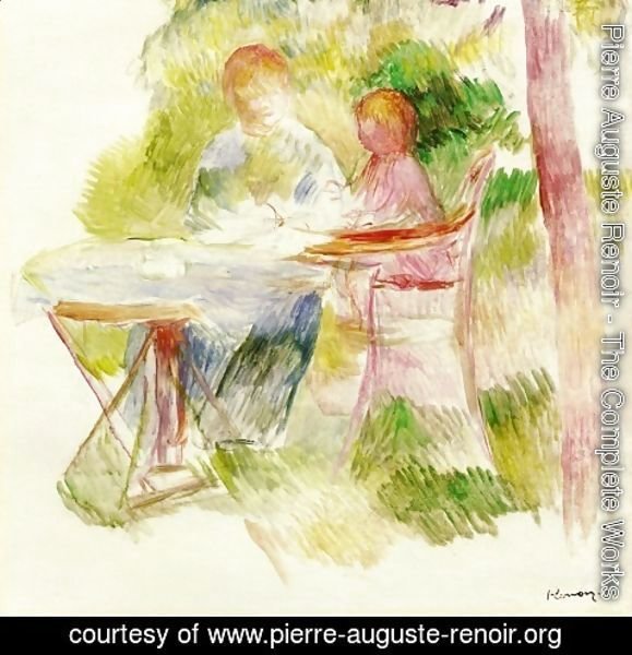 Pierre Auguste Renoir - Woman And Child In A Garden (sketch)
