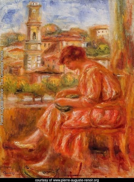 Woman At The Window With A View Of Nice