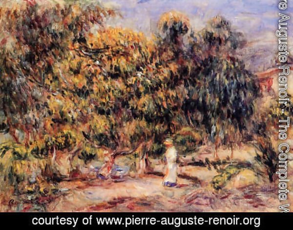 Pierre Auguste Renoir - Woman In White In The Garden At Colettes