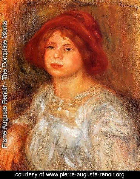 Pierre Auguste Renoir - Young Girl Wearing A Red Hat