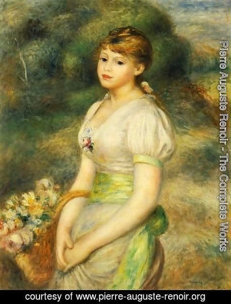 Pierre Auguste Renoir - Young Girl With A Basket Of Flowers