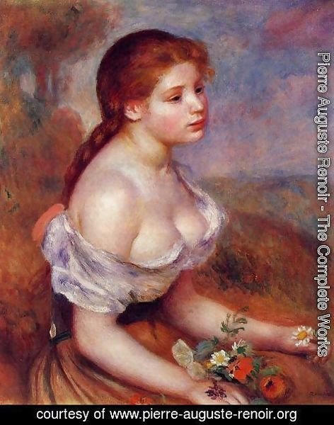 Pierre Auguste Renoir - Young Girl With Daisies