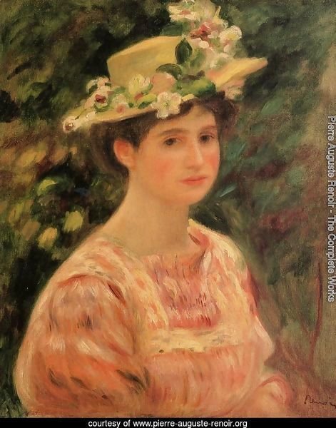 Young Woman Wearing A Hat With Wild Roses